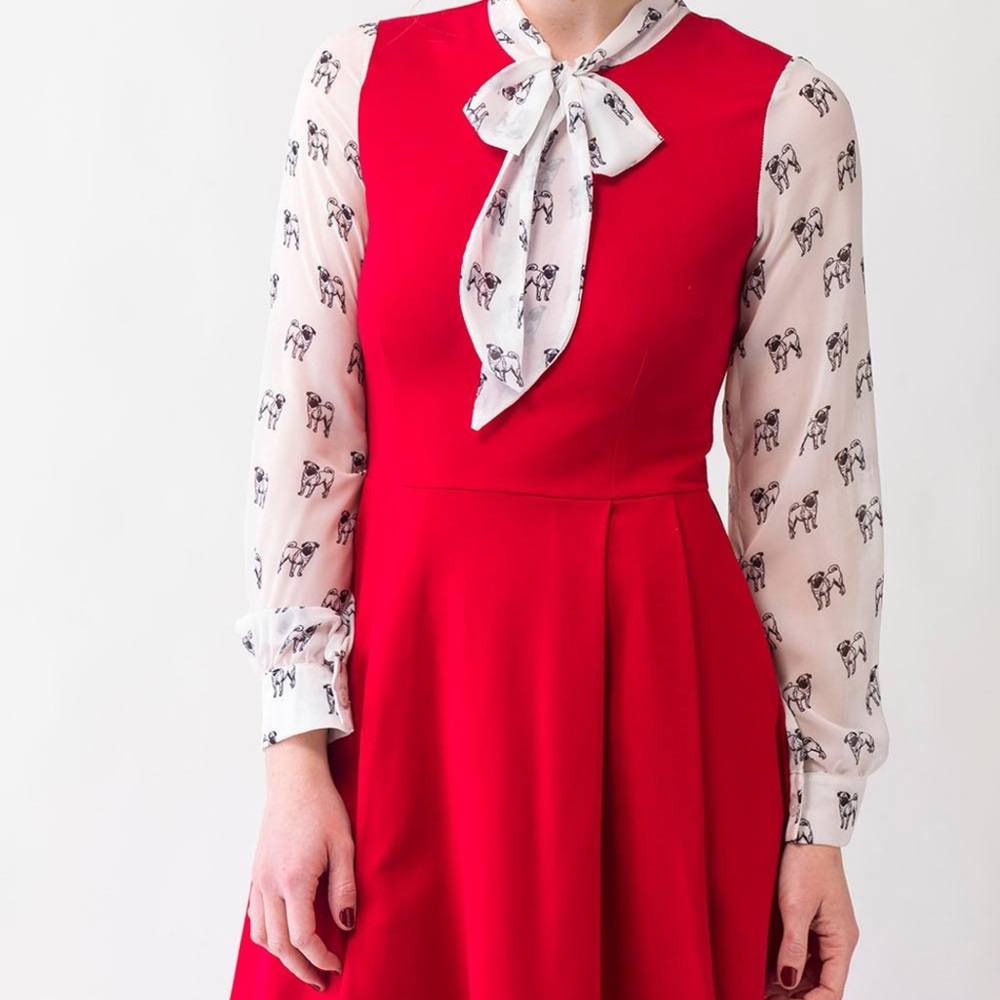 Smak Parlour Red Pug Print Dress